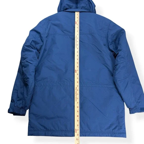 VTG LL Bean Men's Nylon Full Zip Insulated Hooded Jacket Blue Size Medium Blue‎